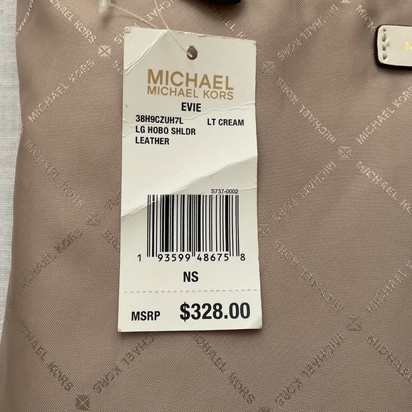 NWT Michael Kors Evie Light Cream Leather Hobo Shoulder Bag NEW - Picture 7 of 16